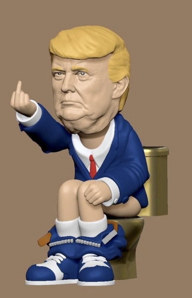 Mercancía de la campaña de Trump Edición para los que odian Muñeco cabezón inodoro dorado