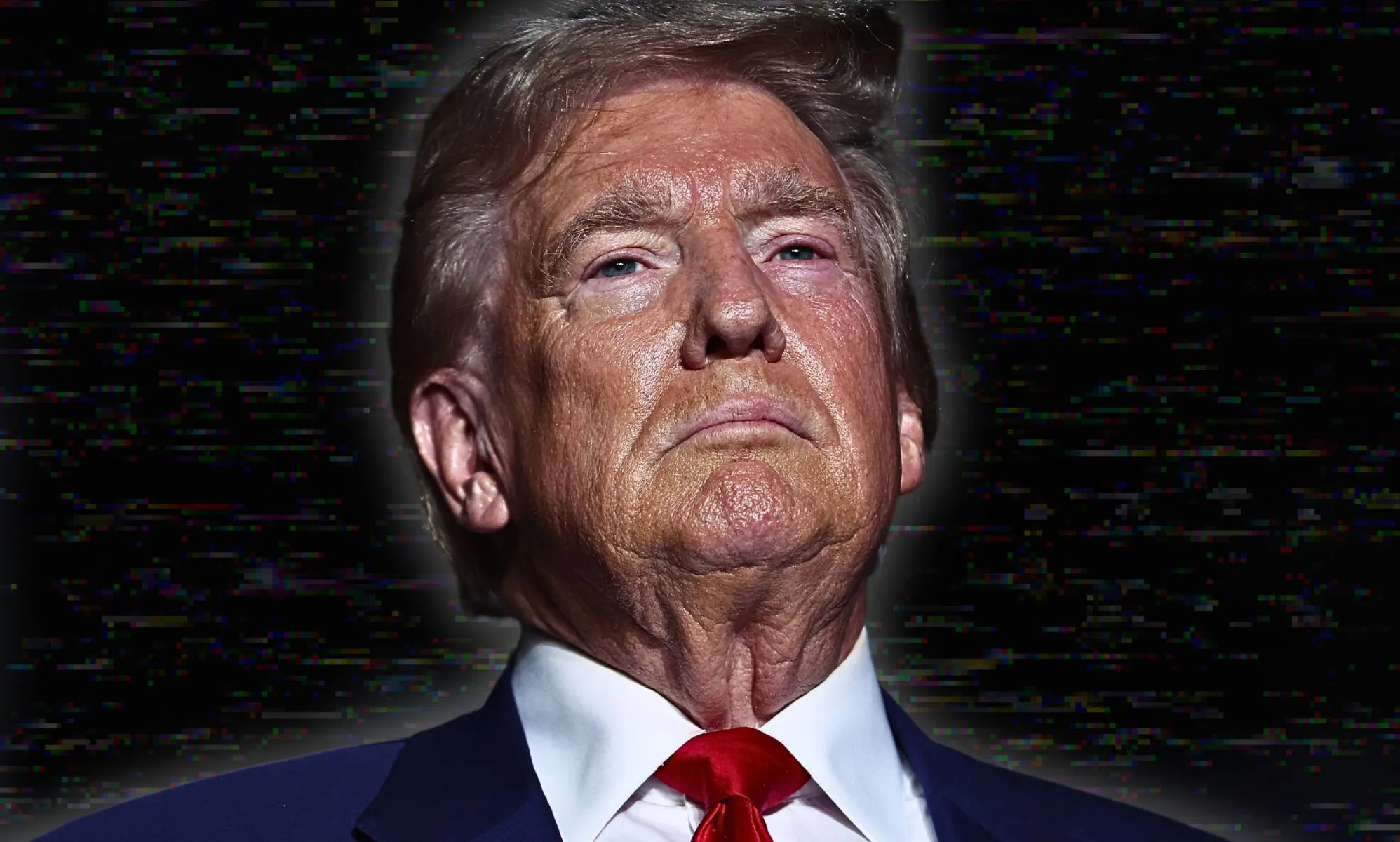 Donald Trump edited over a picture of static.