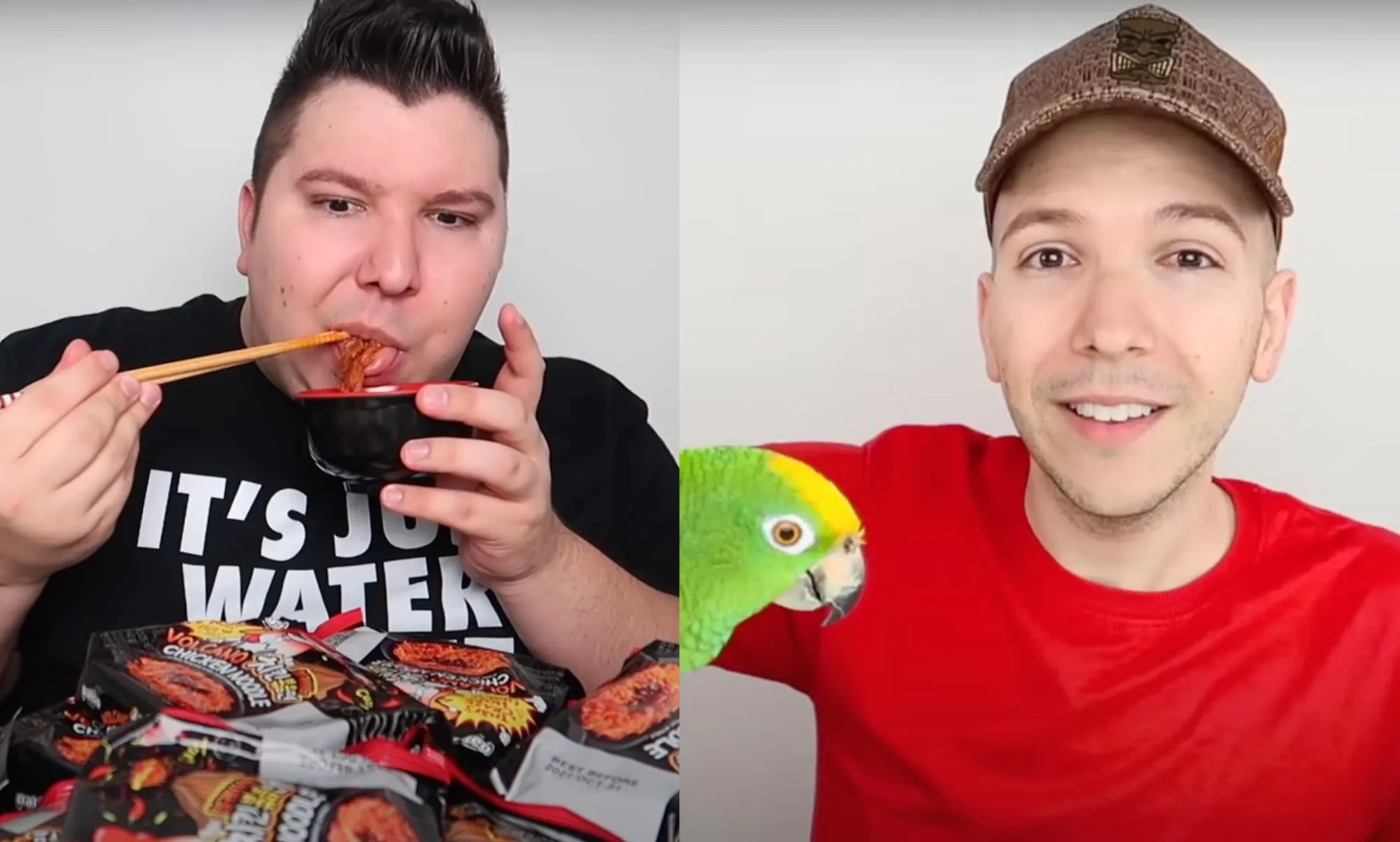 Side by side of Nikocado Avocado from before and after weight loss