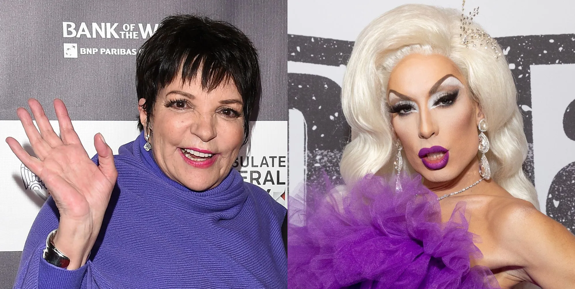 Liza Minelli in 2015 (left) and Alaska in 2022.