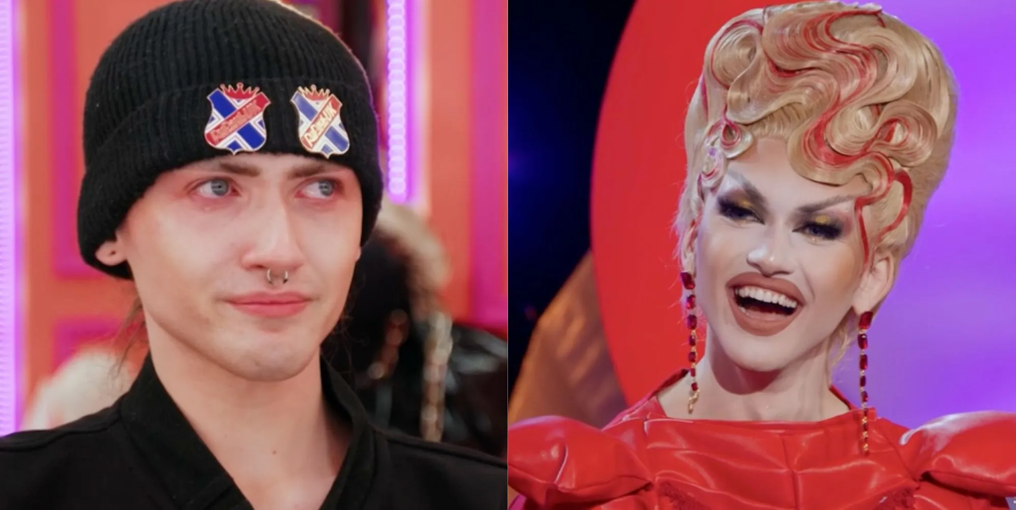 Two stills of kyran Thrax from episode five season 6 of drag race uk