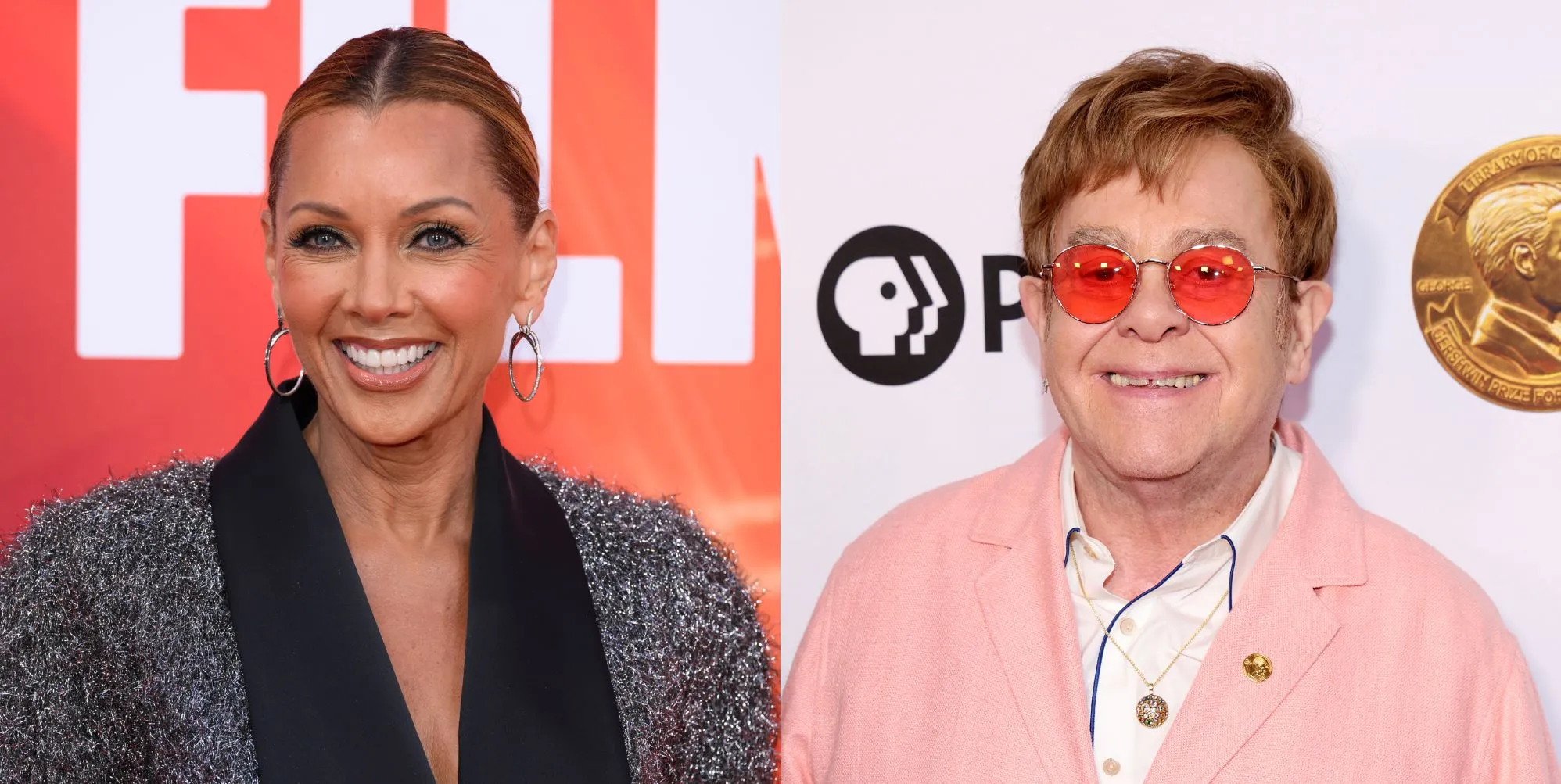 Vanessa Williams (left) at the London Film Festival in 2024, and Elton John (right) at the Library Of Congress 2024 Gershwin Prize For Popular Song.