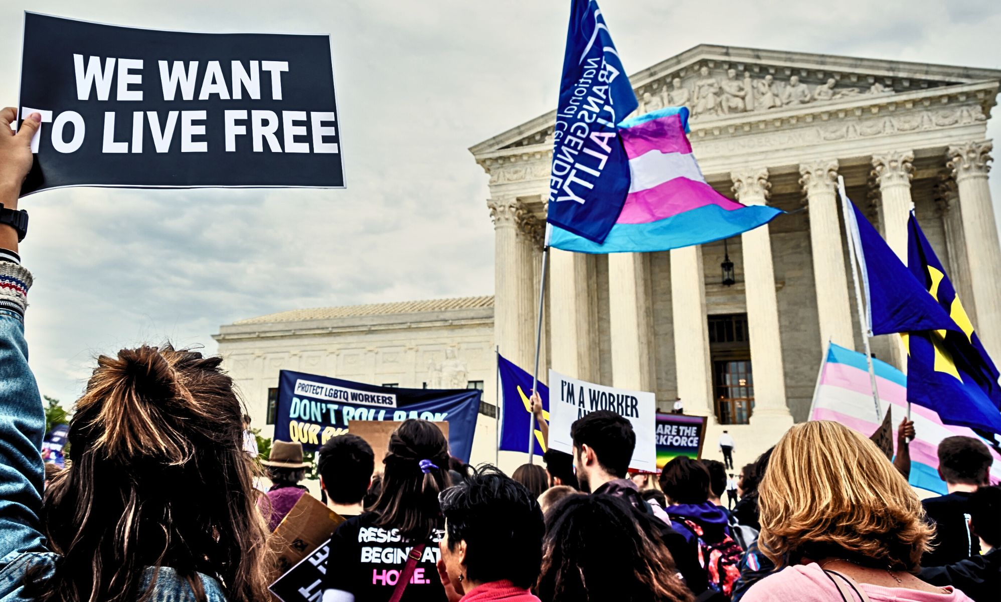 Protestors outside the Supreme Court.