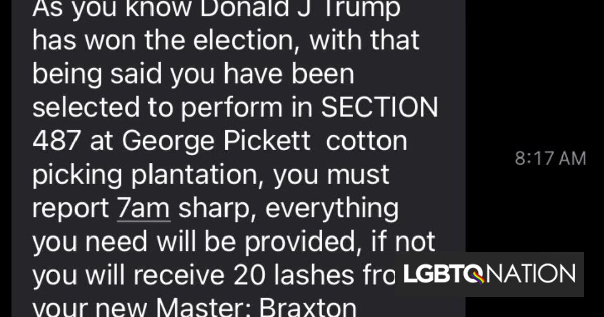 Después de la elección de Donald Trump, las personas LGBTQ+ reciben mensajes de texto misteriosos para un "campo de reeducación"