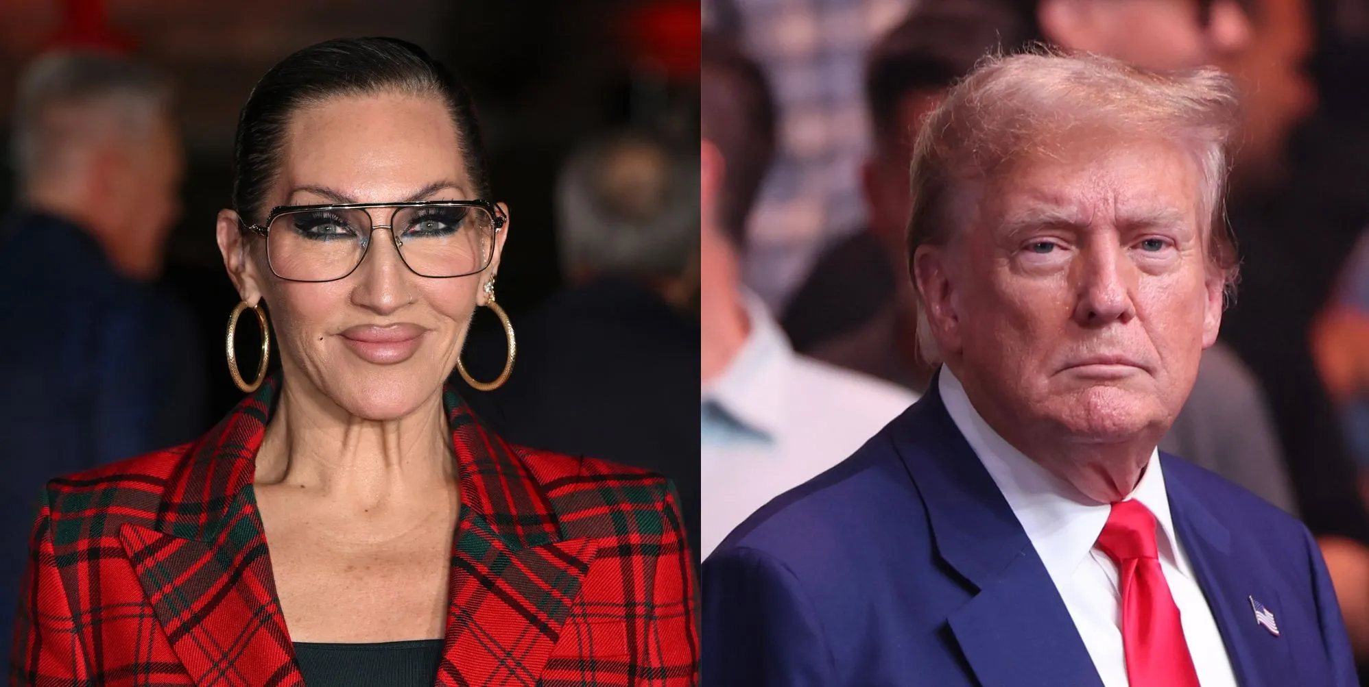 Michelle Visage (left) and Donald Trump (right)