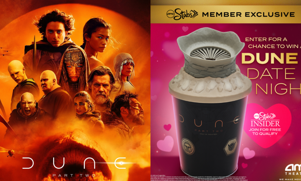 La gente piensa que el cubo de palomitas de maíz de Dune 2 parece un juguete sexual. (Warner Bros. Pictures/@amctheatres/Instagram)