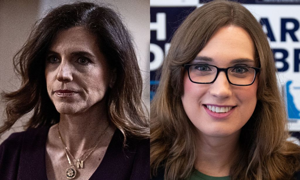 Una imagen dividida de Nancy Mace y Sarah McBride