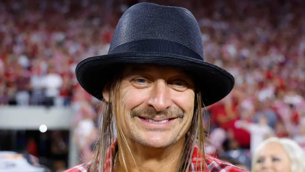 Kid Rock smiles on the sideline of the game between the Georgia Bulldogs and Alabama Crimson Tide at Bryant-Denny Stadium on September 28, 2024 in Tuscaloosa, Alabama. (