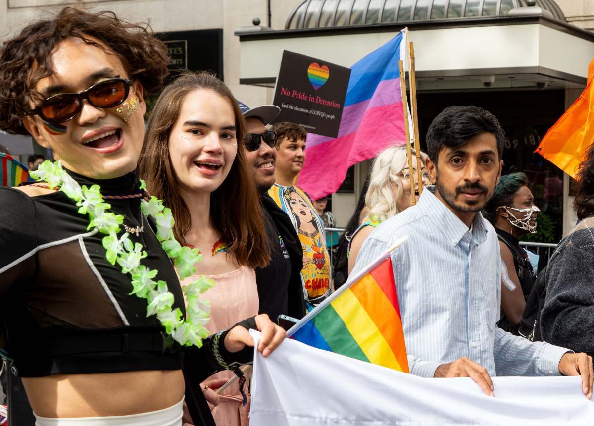 Rainbow Migration supporters at a protest