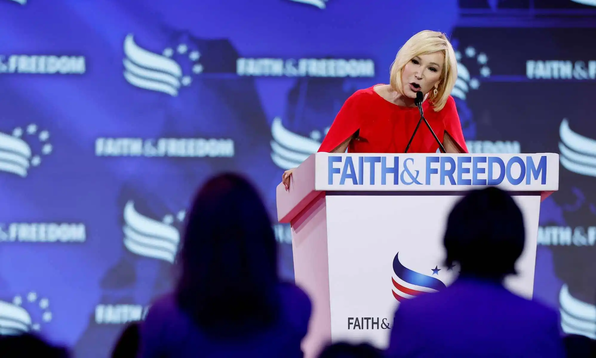 WASHINGTON, DC - JUNE 21: Pastor Paula White Cain of StoryLife Church, speaks at the Faith and Freedom Road to Majority conference at the Washington Hilton on June 21, 2024 in Washington, DC. The conservative Christian group is hosting a series of congressional members and political candidates to speak on the upcoming 2024 elections. Republican presidential candidate, former U.S. President Donald Trump will deliver the keynote address later this weekend. (Photo by Anna Moneymaker/Getty Images)