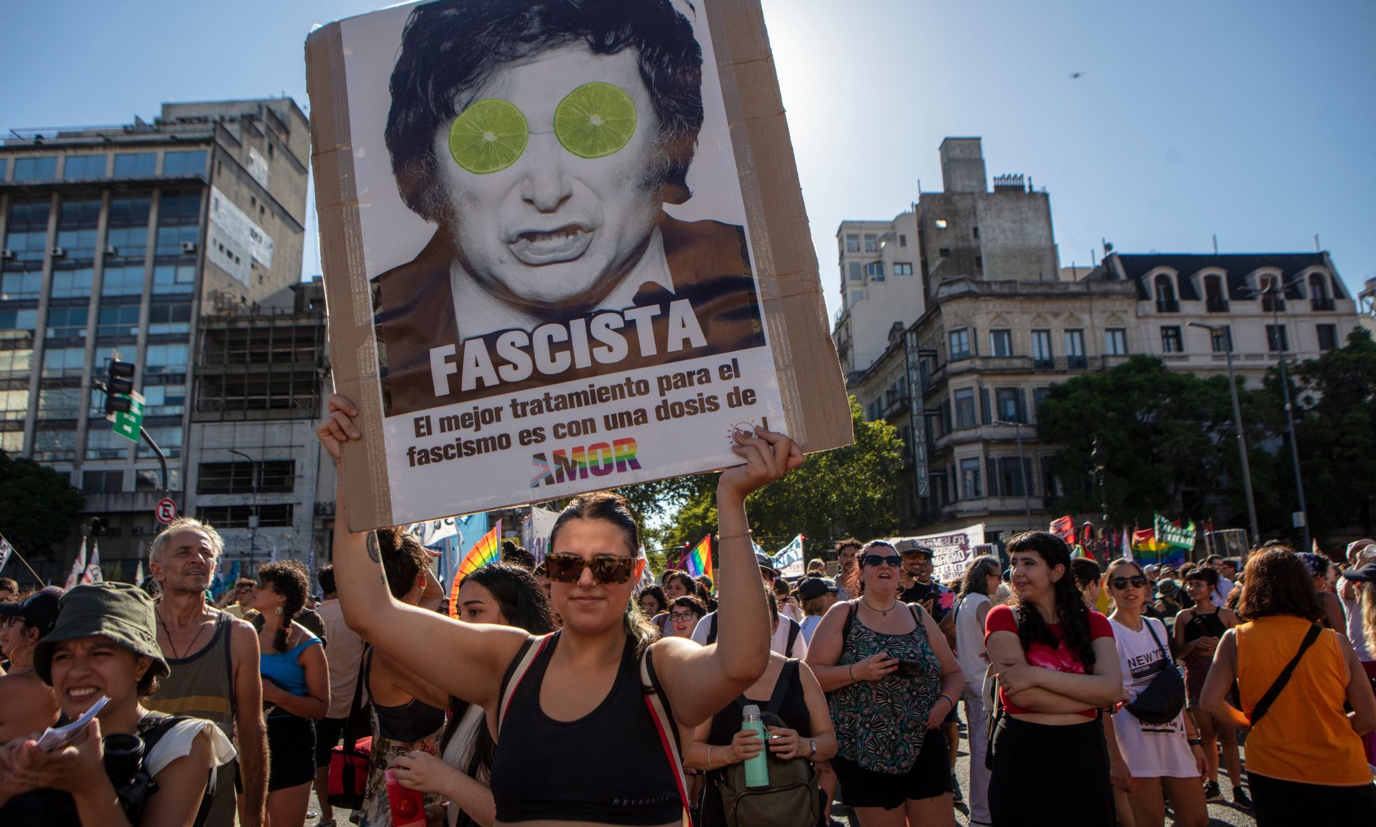 Protestors during a pro-LGBTQ+ rally in Buenos Aires. (Getty)