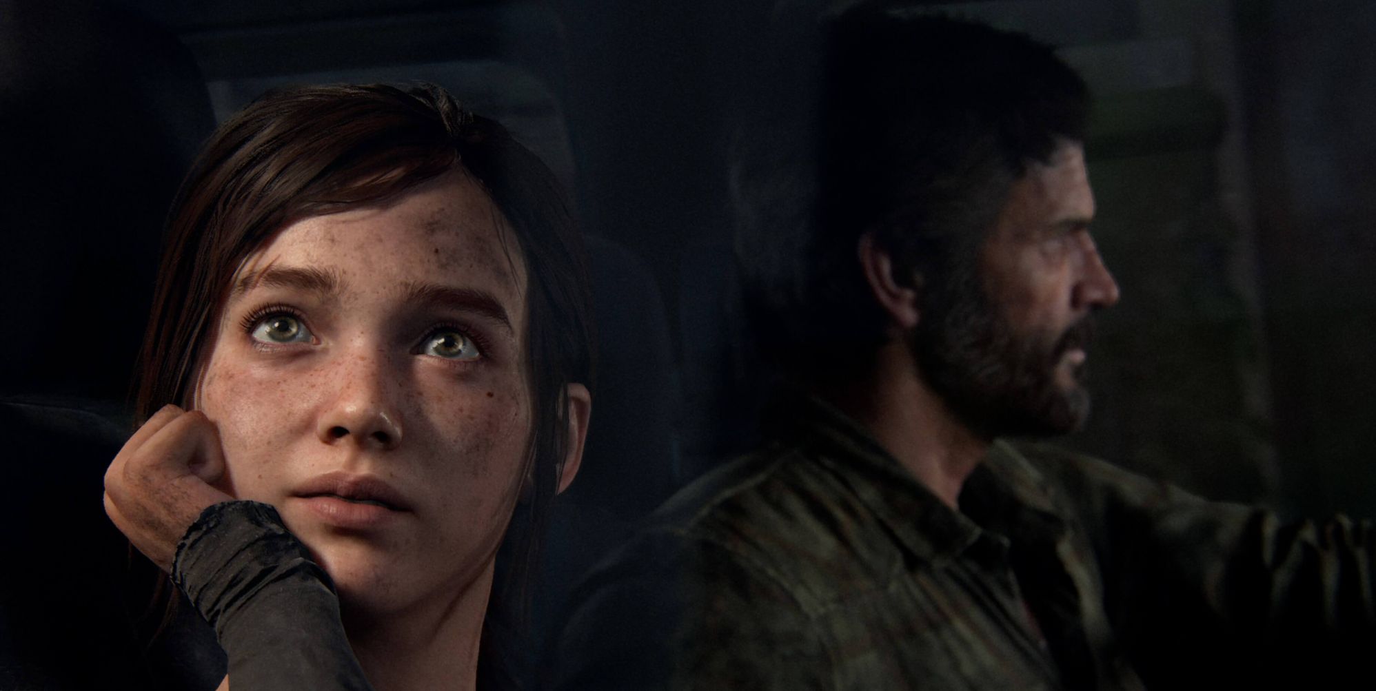 Ellie and Joel in The Last of Us game.