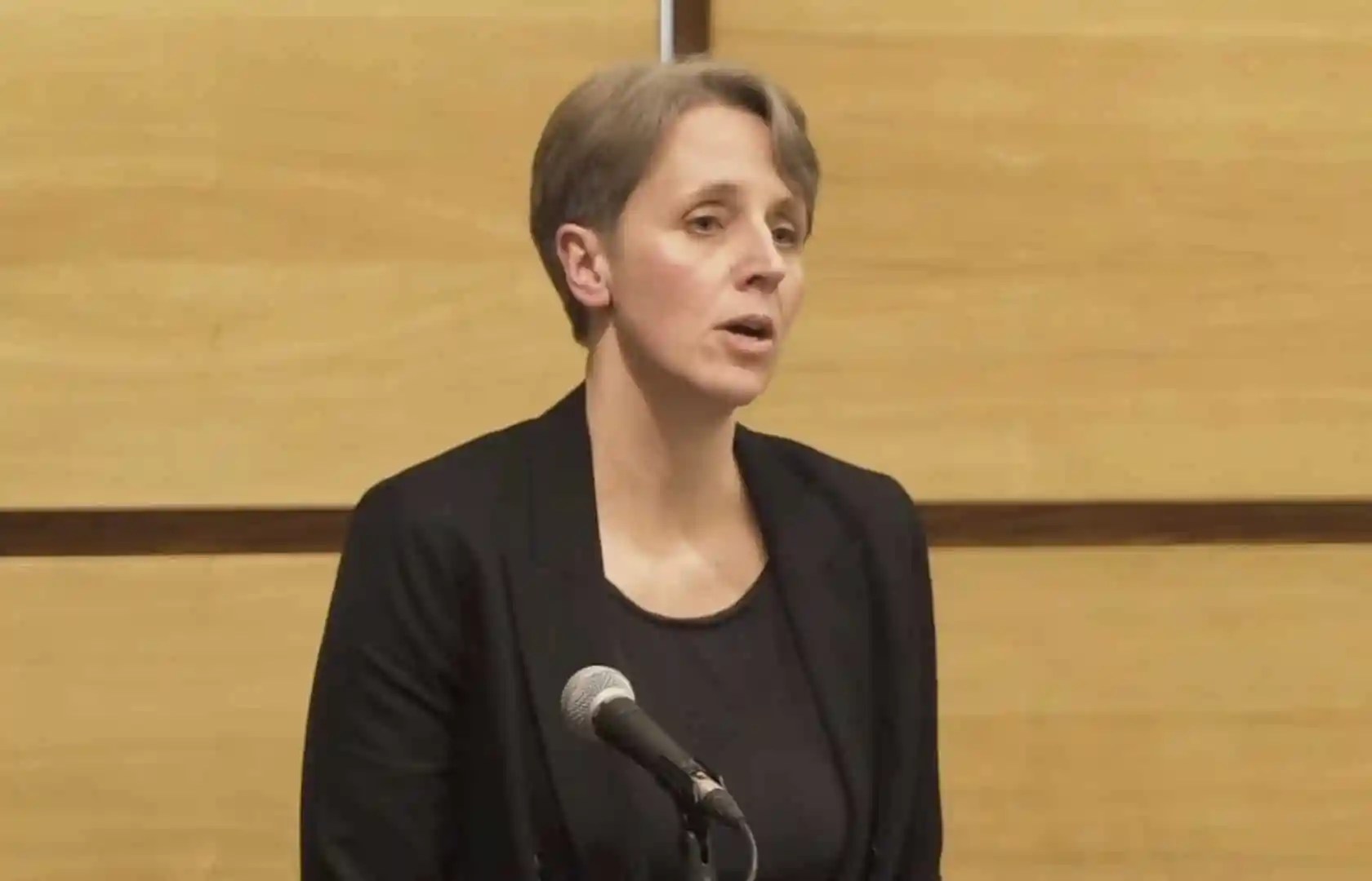 Kathleen Stock speaking at a university debate