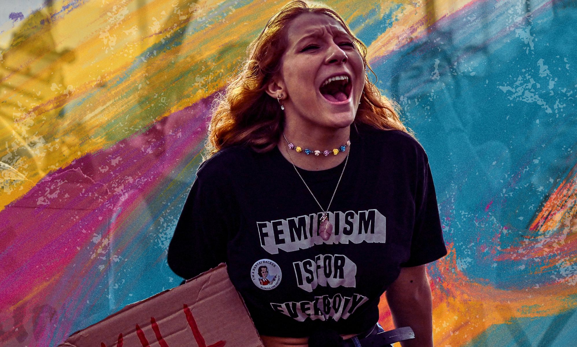 A person yelling during an LGBTQ+ protest.