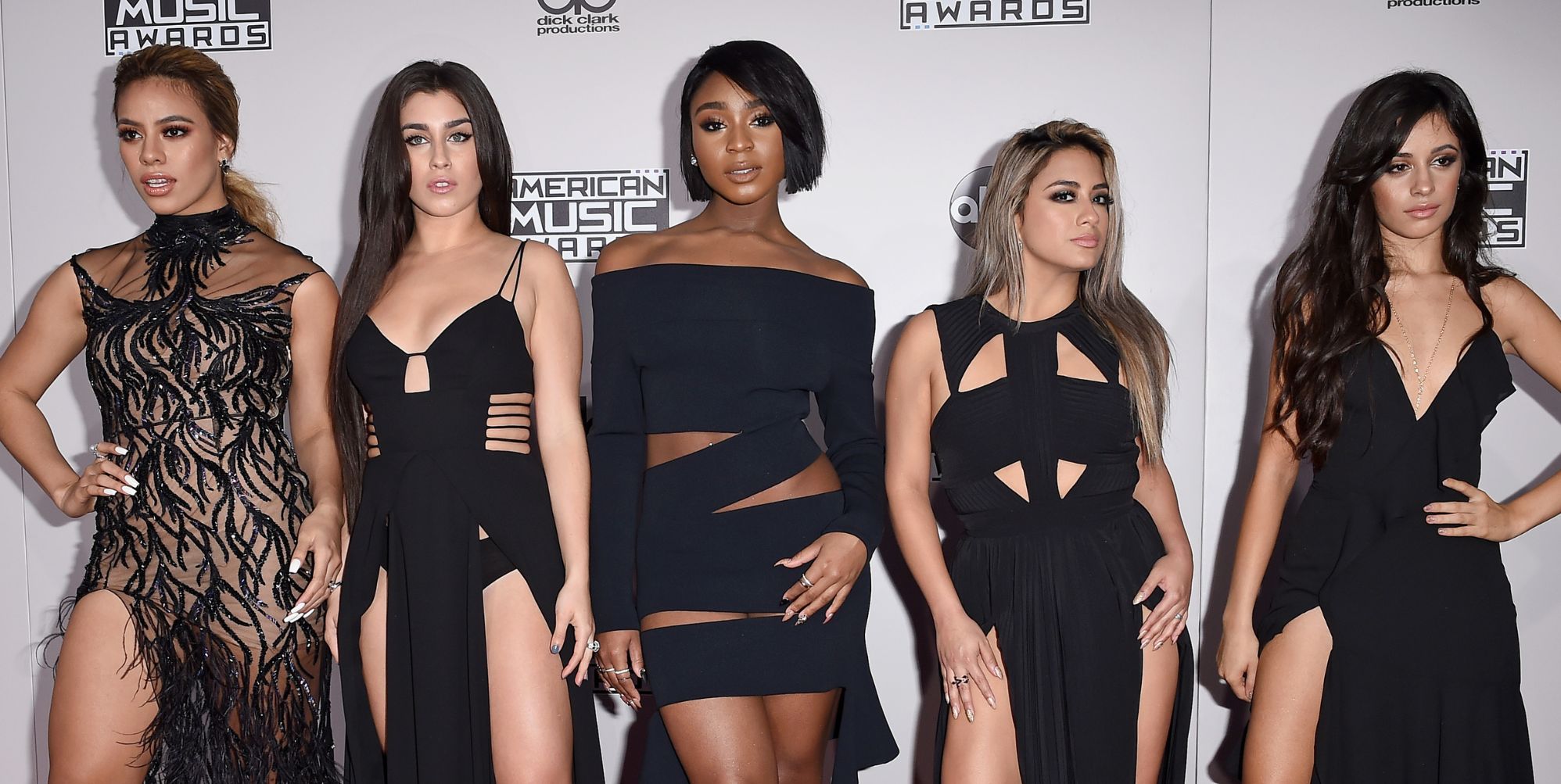 Fifth Harmony members Dinah Jane Hansen, Lauren Jauregui, Normani Hamilton, Ally Brooke and Camila Cabello of Fifth Harmony arrive at the 2016 American Music Awards.