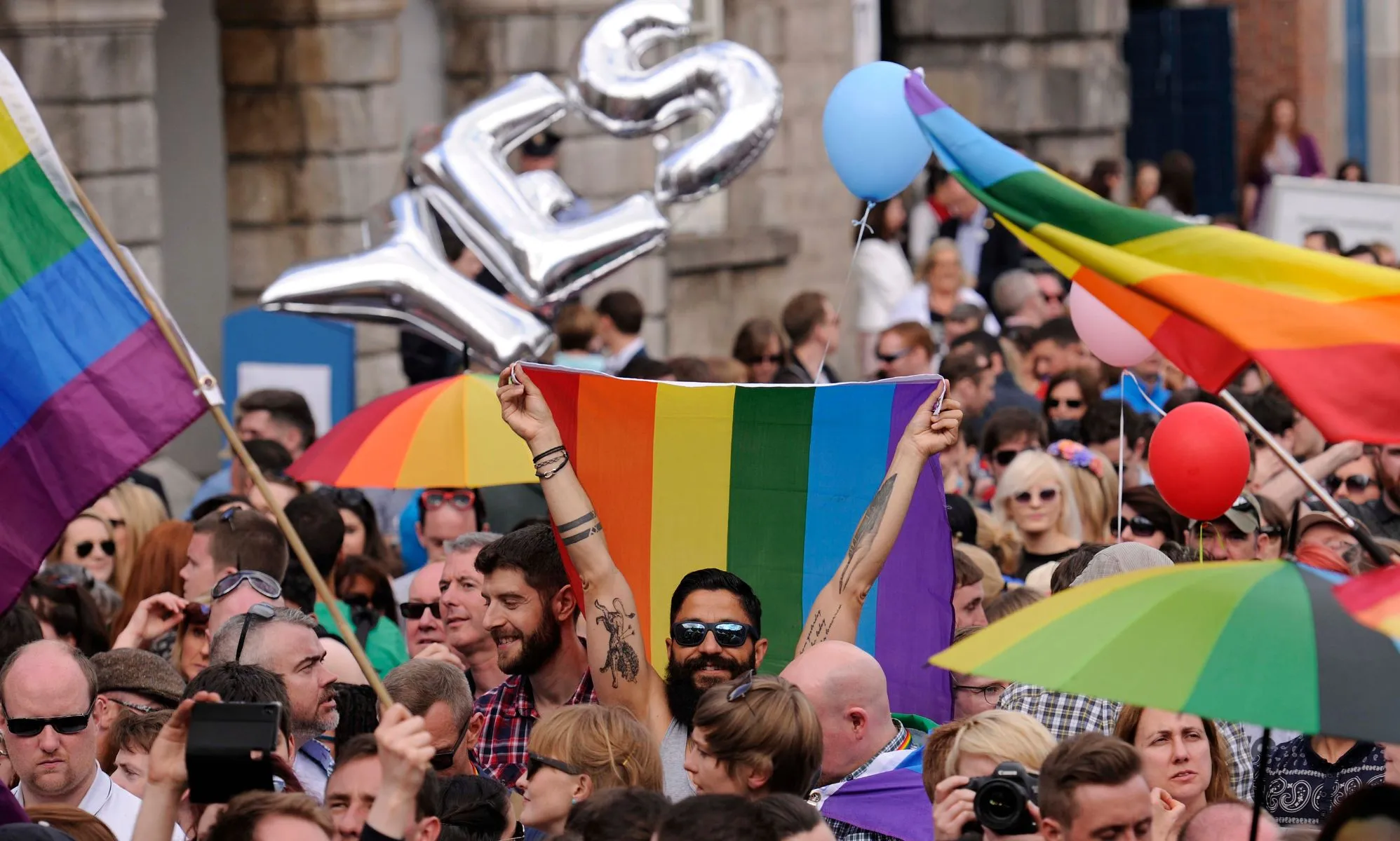 People celebrating the same-sex marriage referendum result in 2015.