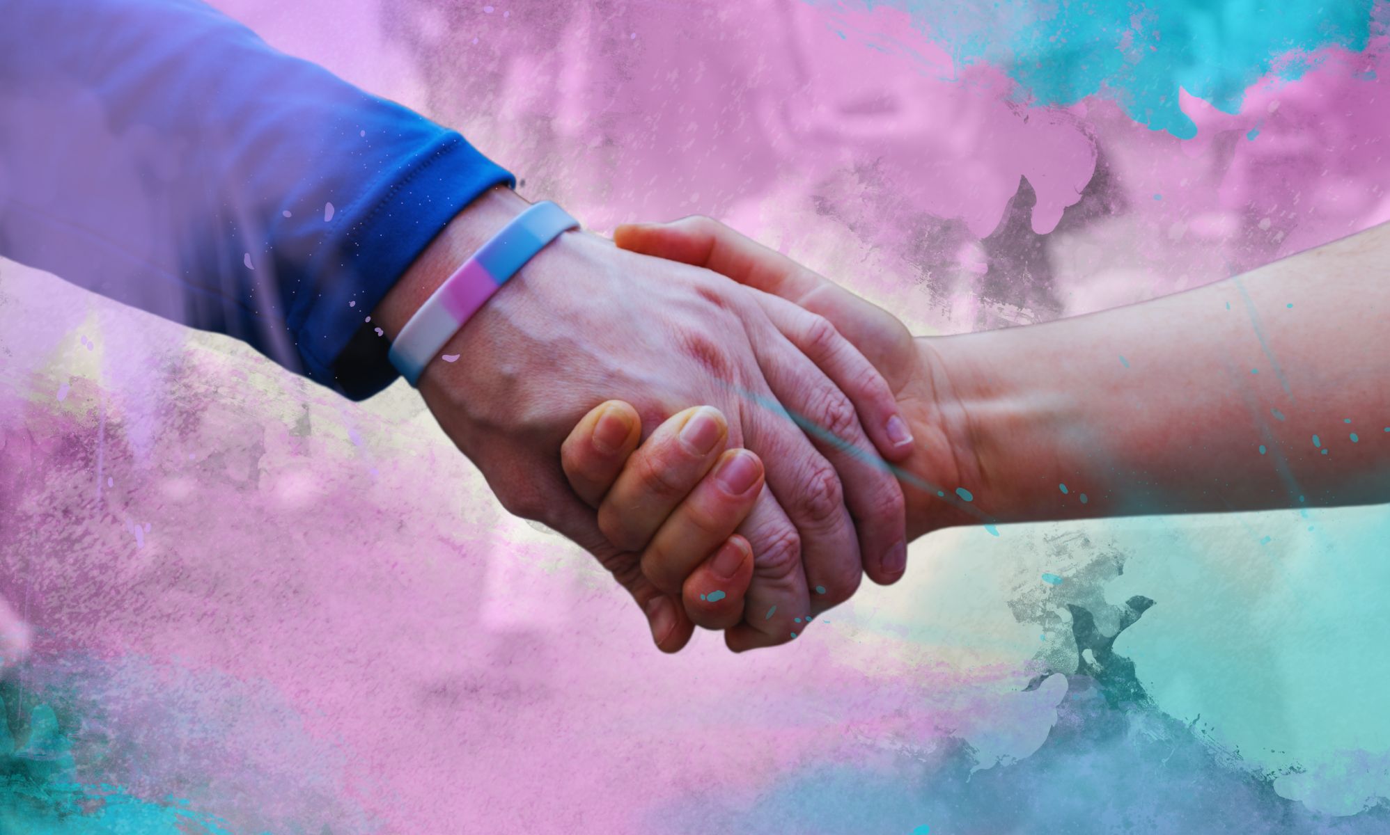 Two people holding hands.