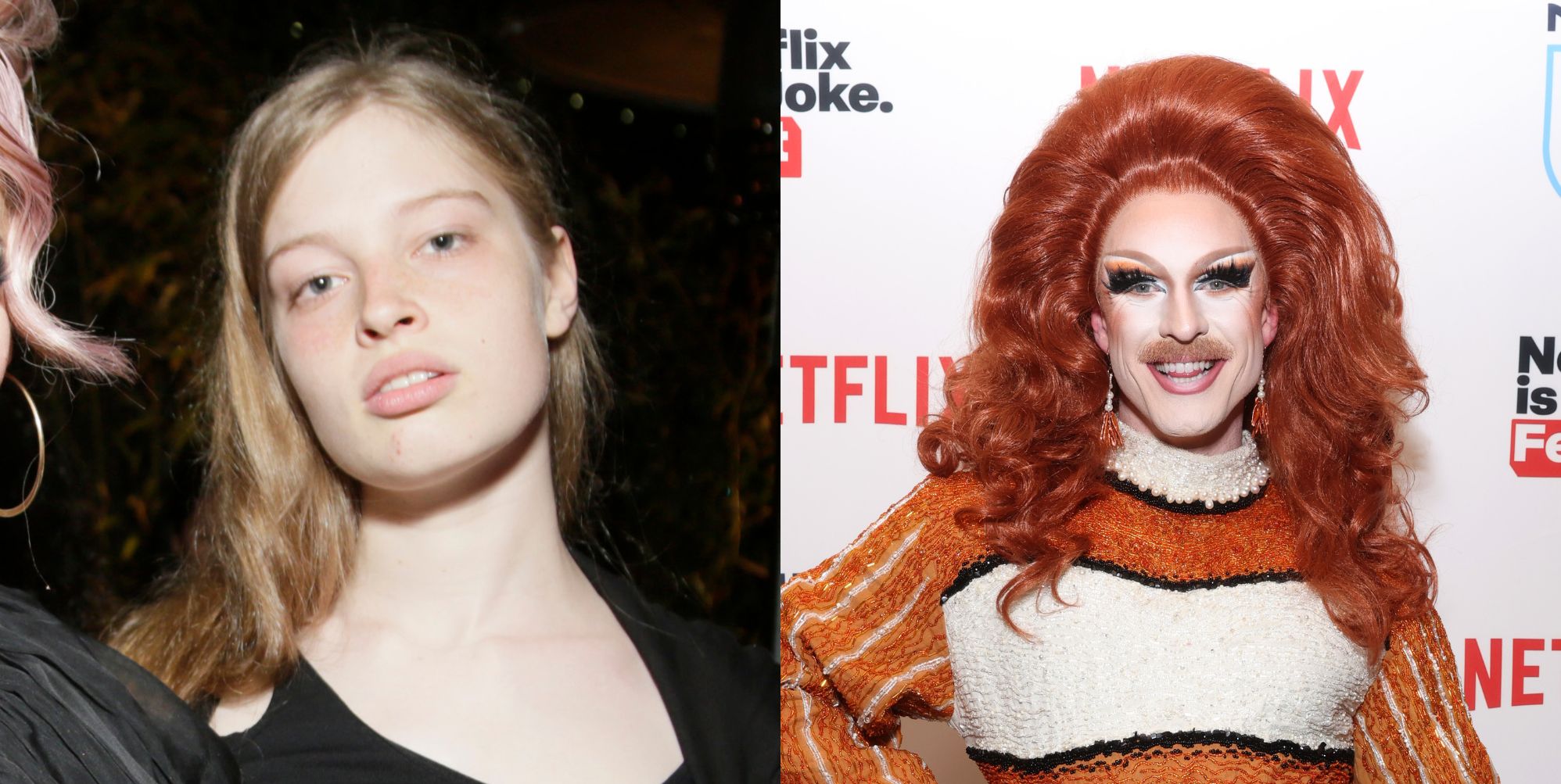 On the left, Vivian Jenna Wilson at the All Stars 10 premiere in New York City. On the right, Pattie Gonia in 2024.