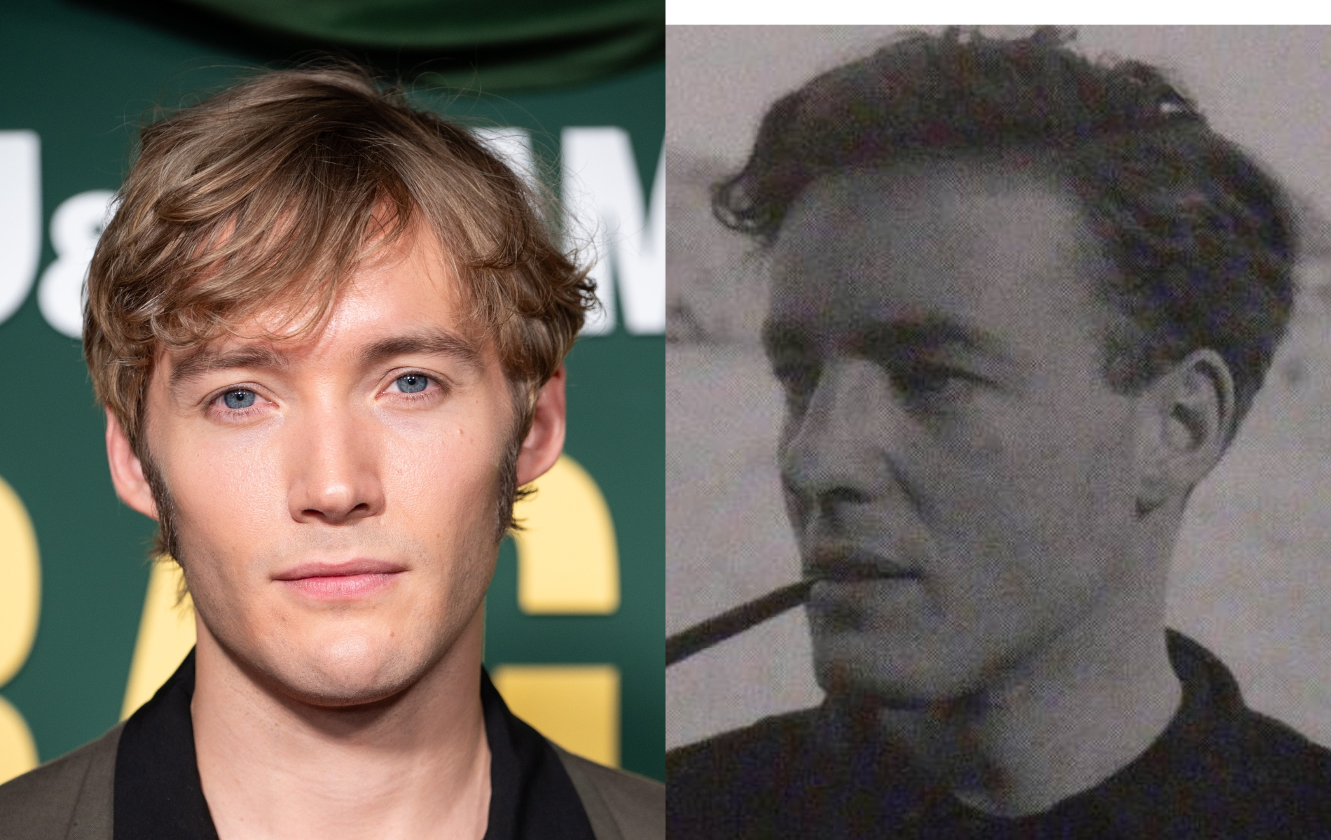Still of actor Toby Regbo and Tom Mitford who he is depicting in Outrageous