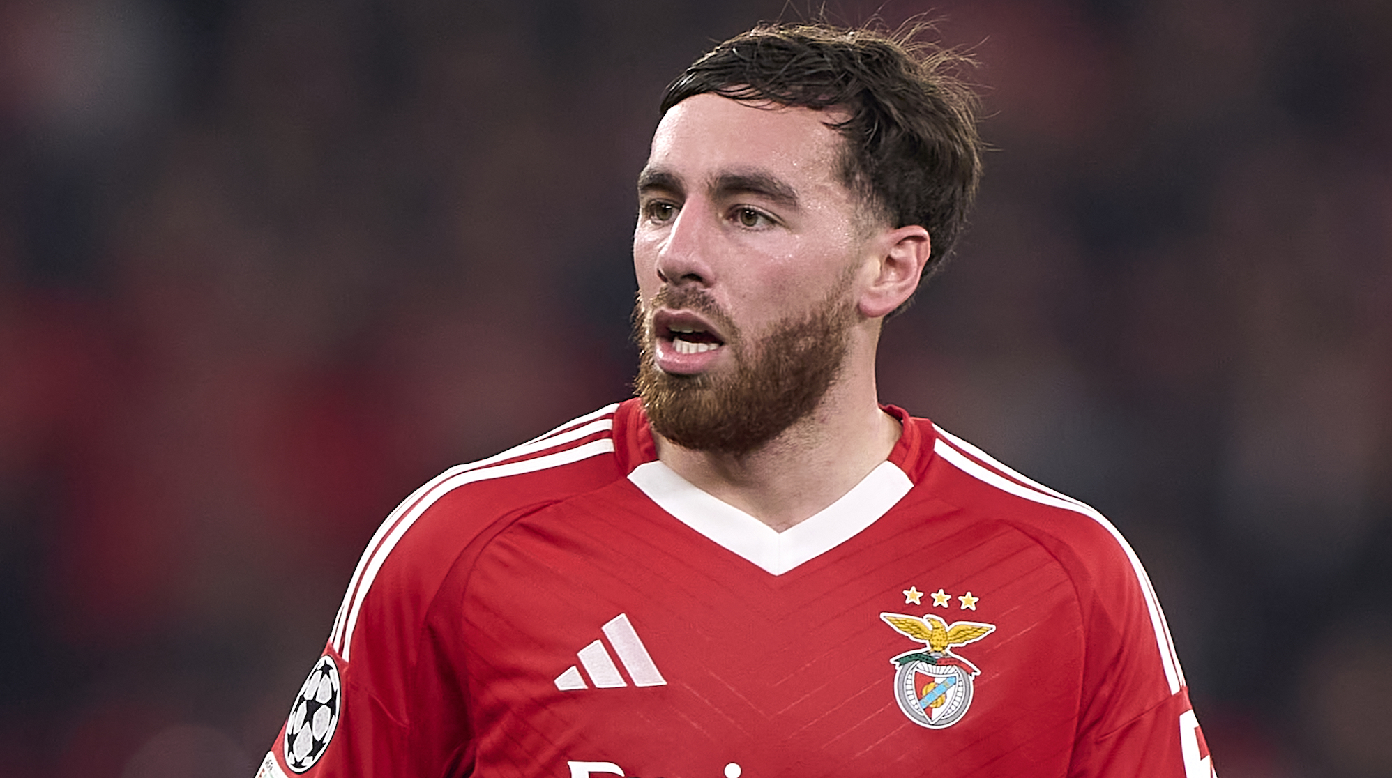 Orkun Kokcu of SL Benfica looks on during the UEFA Champions League 2024/25 Round of 16 first leg match between SL Benfica and FC Barcelona in Lisbon, Portugal, on March 5, 2025. (Photo by Jose Manuel Alvarez Rey/JAR Sport Images/NurPhoto via Getty Images)