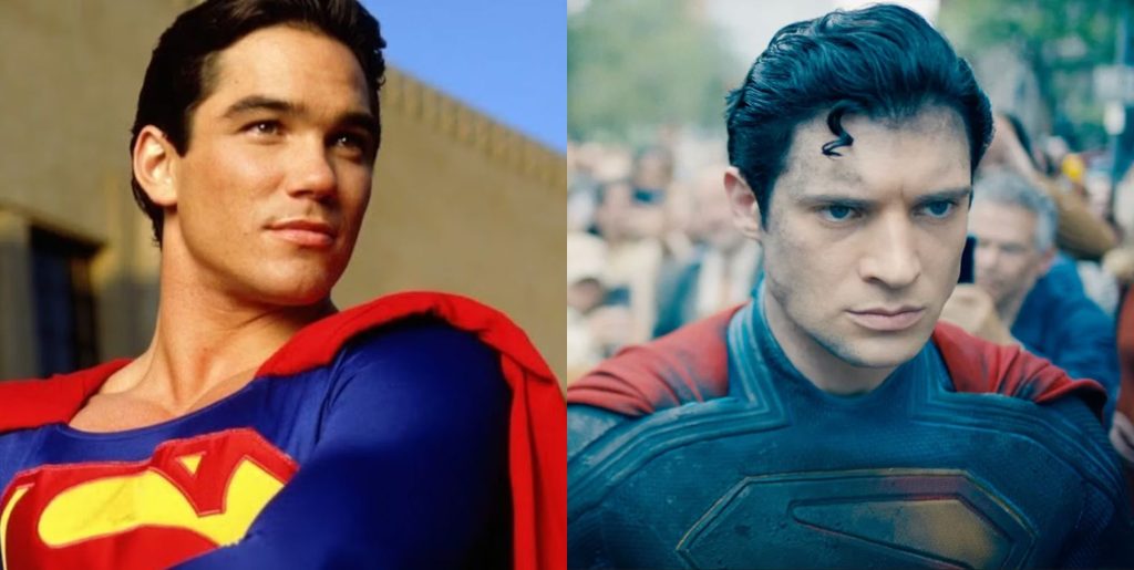 Dean Cain as Superman in Lois & Clark: The New Adventures of Superman and David Corenswet in the 2025 Superman film.