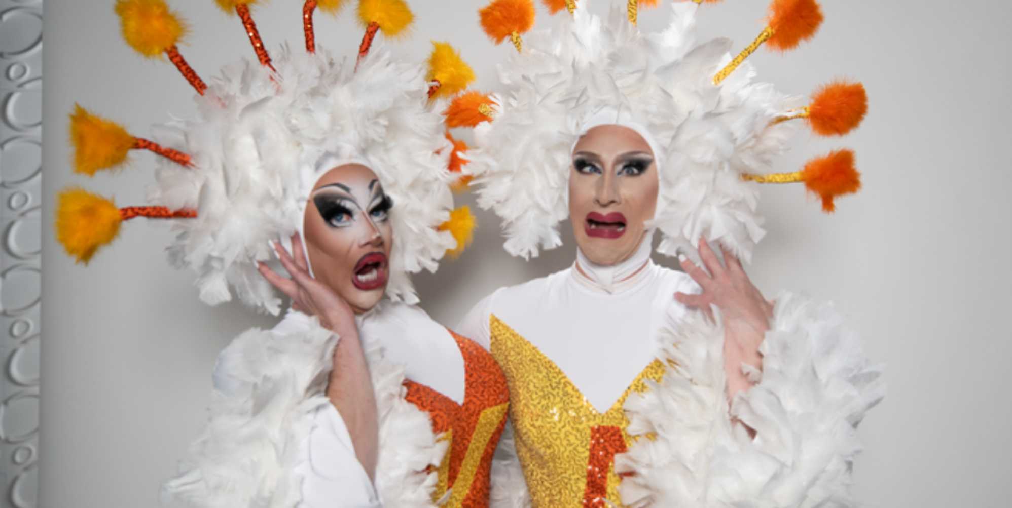 Drag Race's Kita Mean y Anita Wig'lit Hatch Clucking Mad Gameshow ganador de pollo Cena de pollo