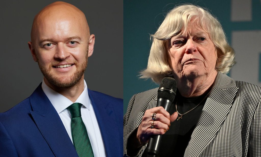 A split image of Jonathan Hinder and Ann Widdecombe.