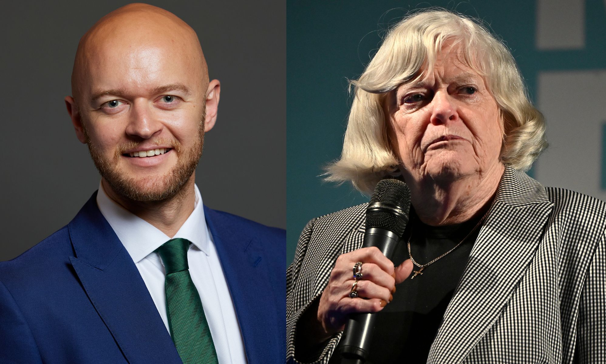 A split image of Jonathan Hinder and Ann Widdecombe.