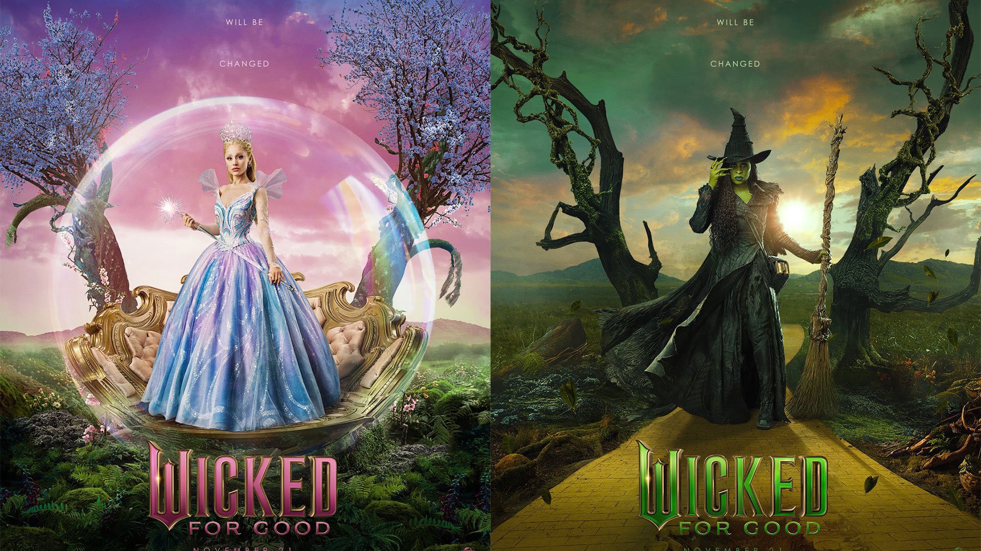 Ariana Grande y Cynthia Erivo Shine en nuevos carteles 'Wicked: For Good'