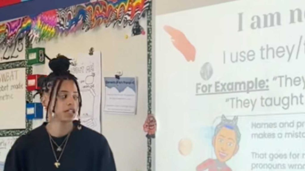Teacher Robi perfectly explained their pronouns to their class.