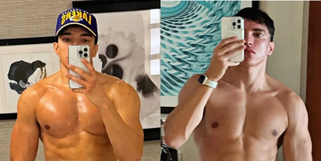 Shirtless mirror selfies by Franek Skywalker.