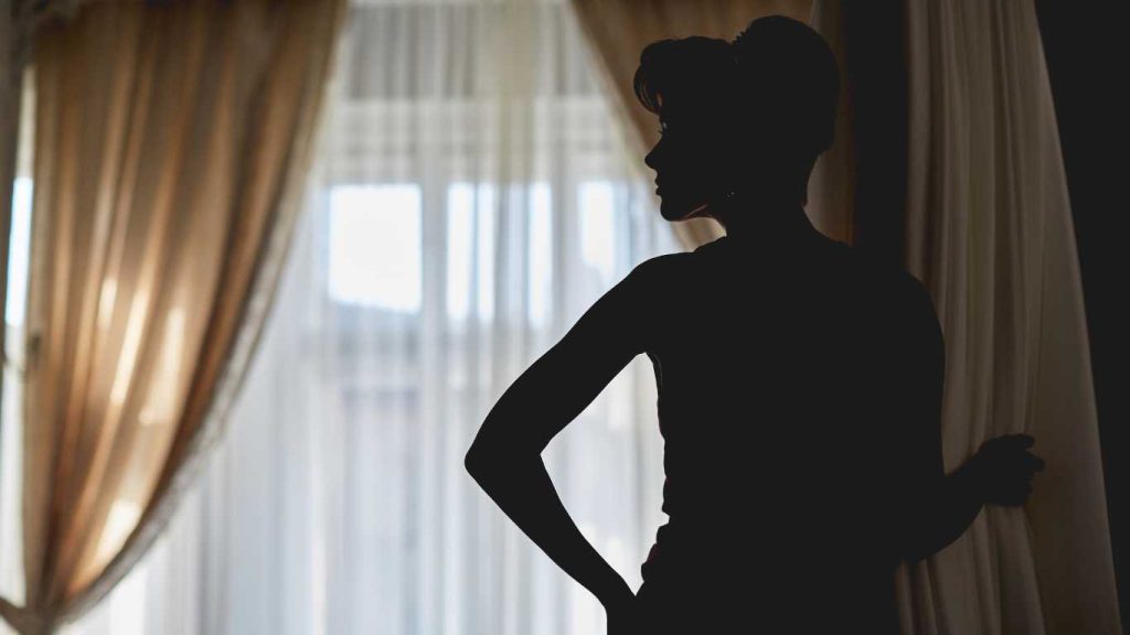 Silhouette of a girl at a window.