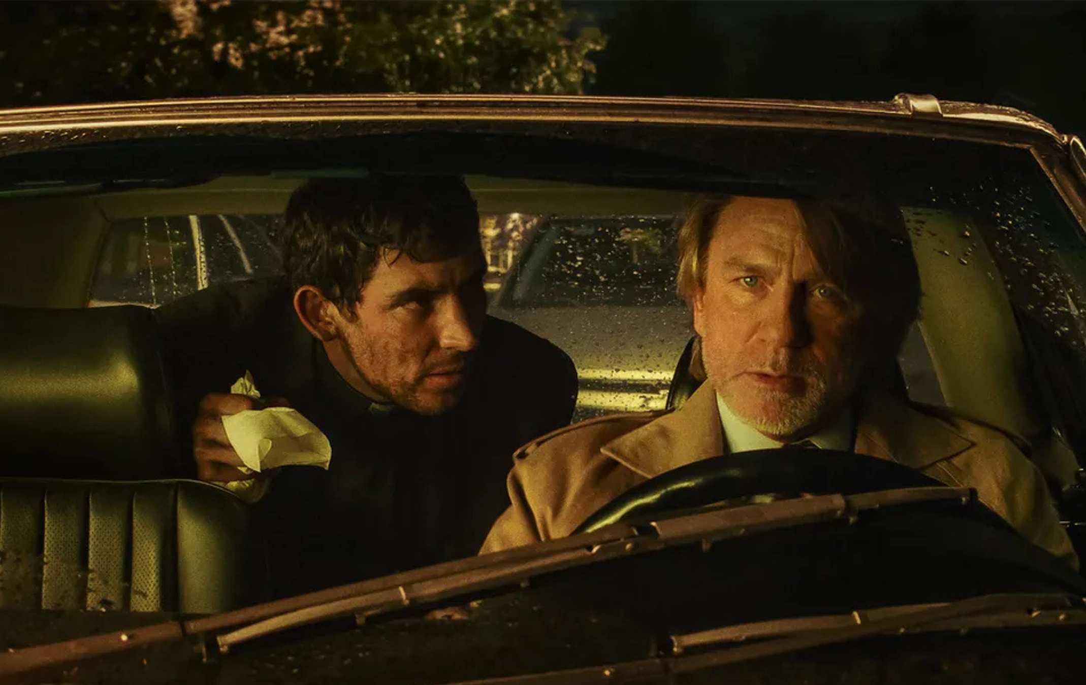 Wake Up Dead Man: A Knives Out Mystery still: Daniel Craig in the driver