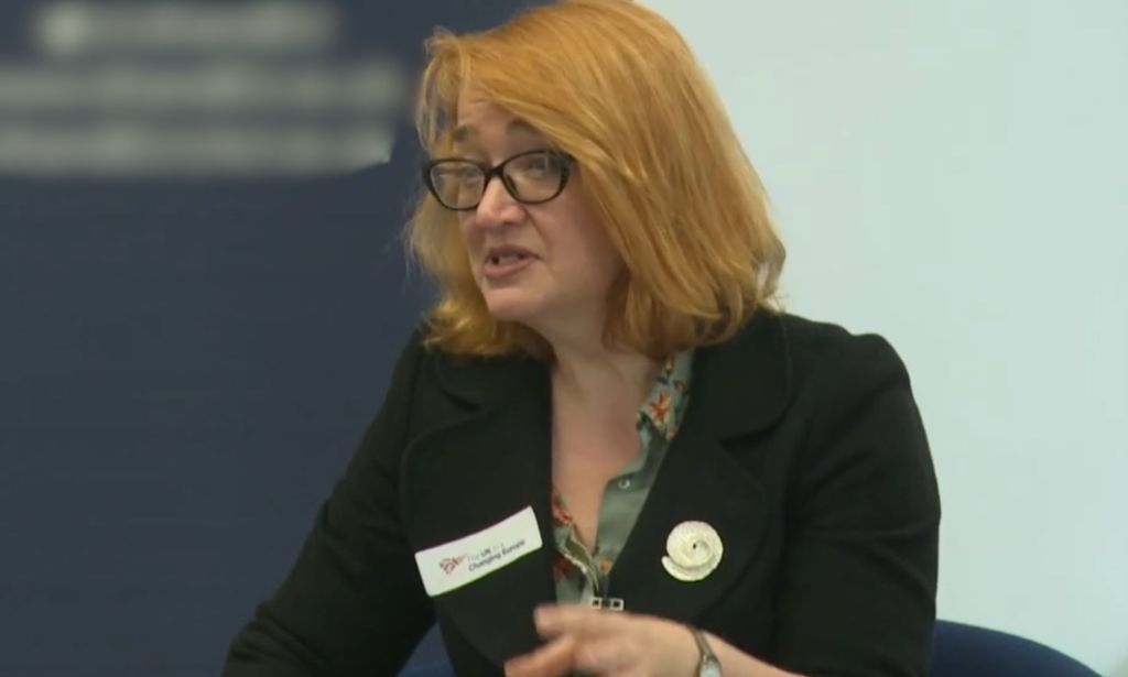 Dra. Mary-Ann Stephenson hablando en un panel.