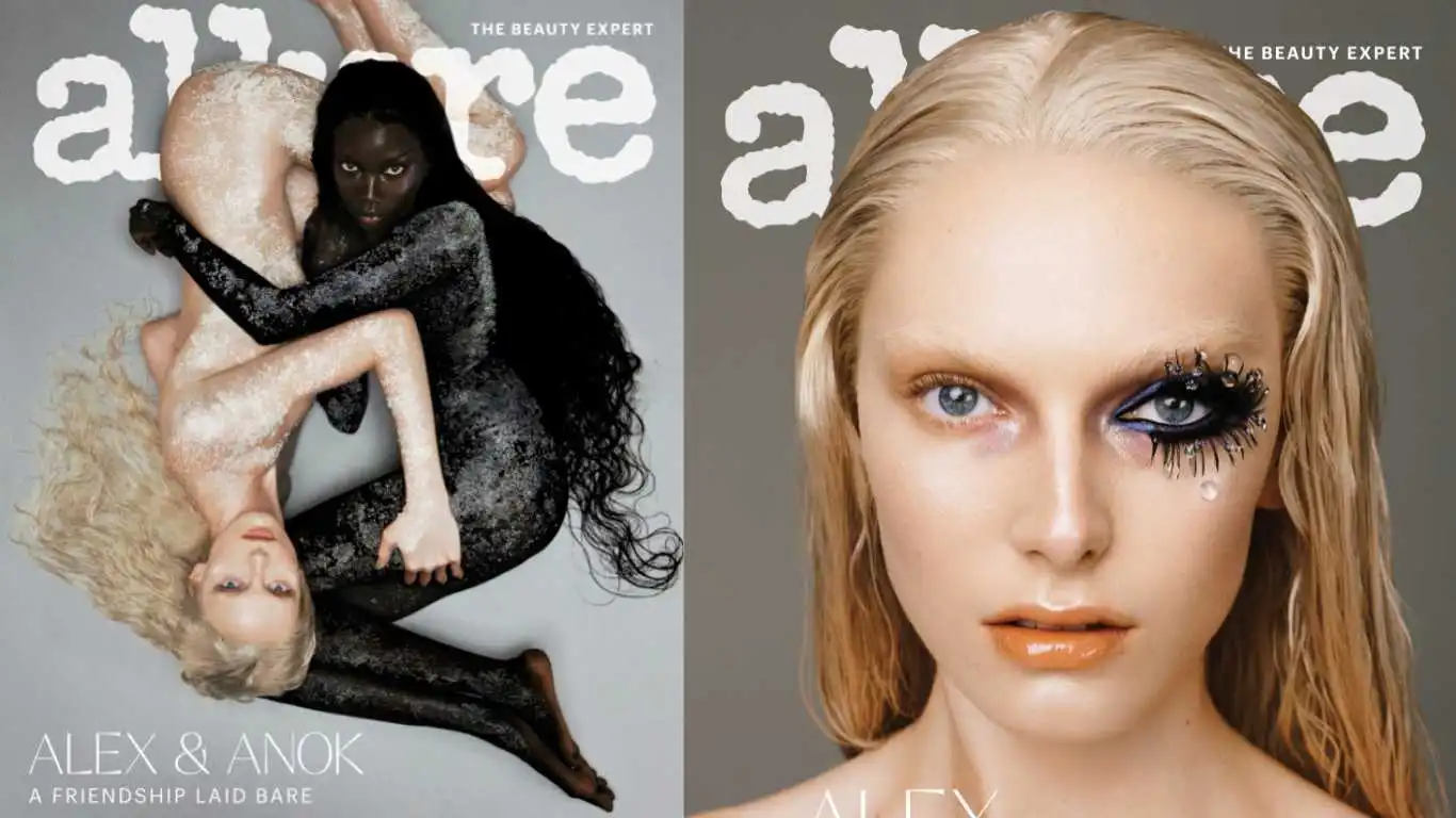 Allure’s new September cover features an intertwined Alex Consani and Anok Yai.