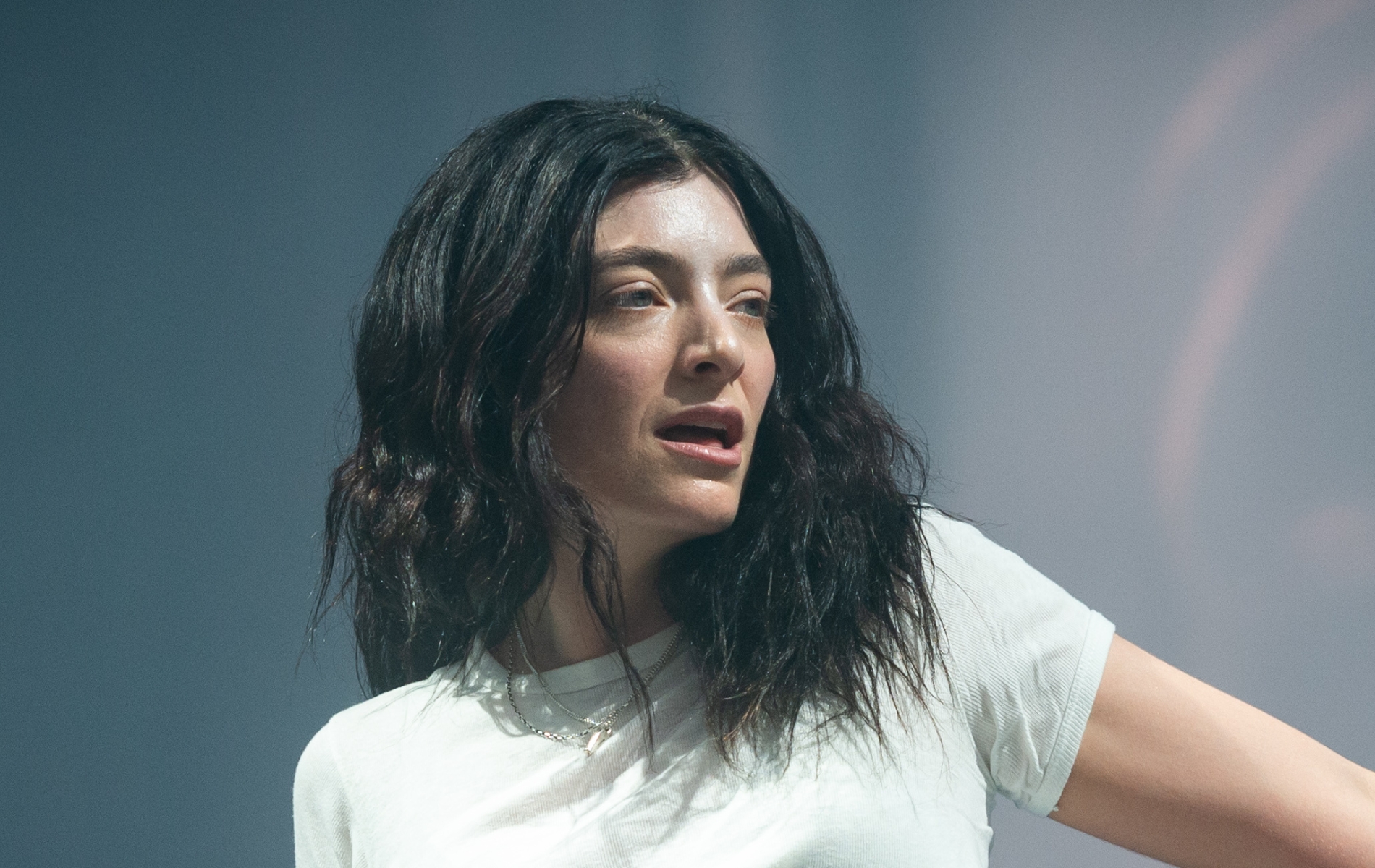 Lorde performs during day three of Glastonbury festival. she