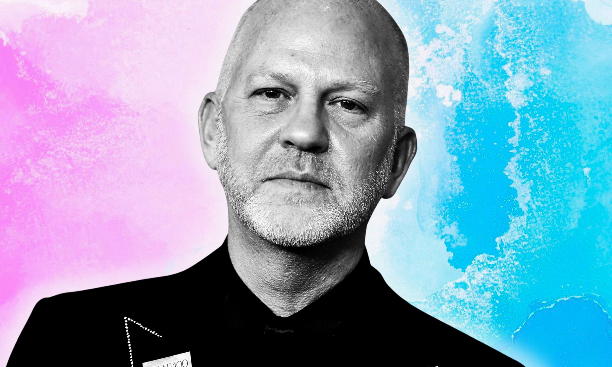 A monochrome image of Ryan Murphy.