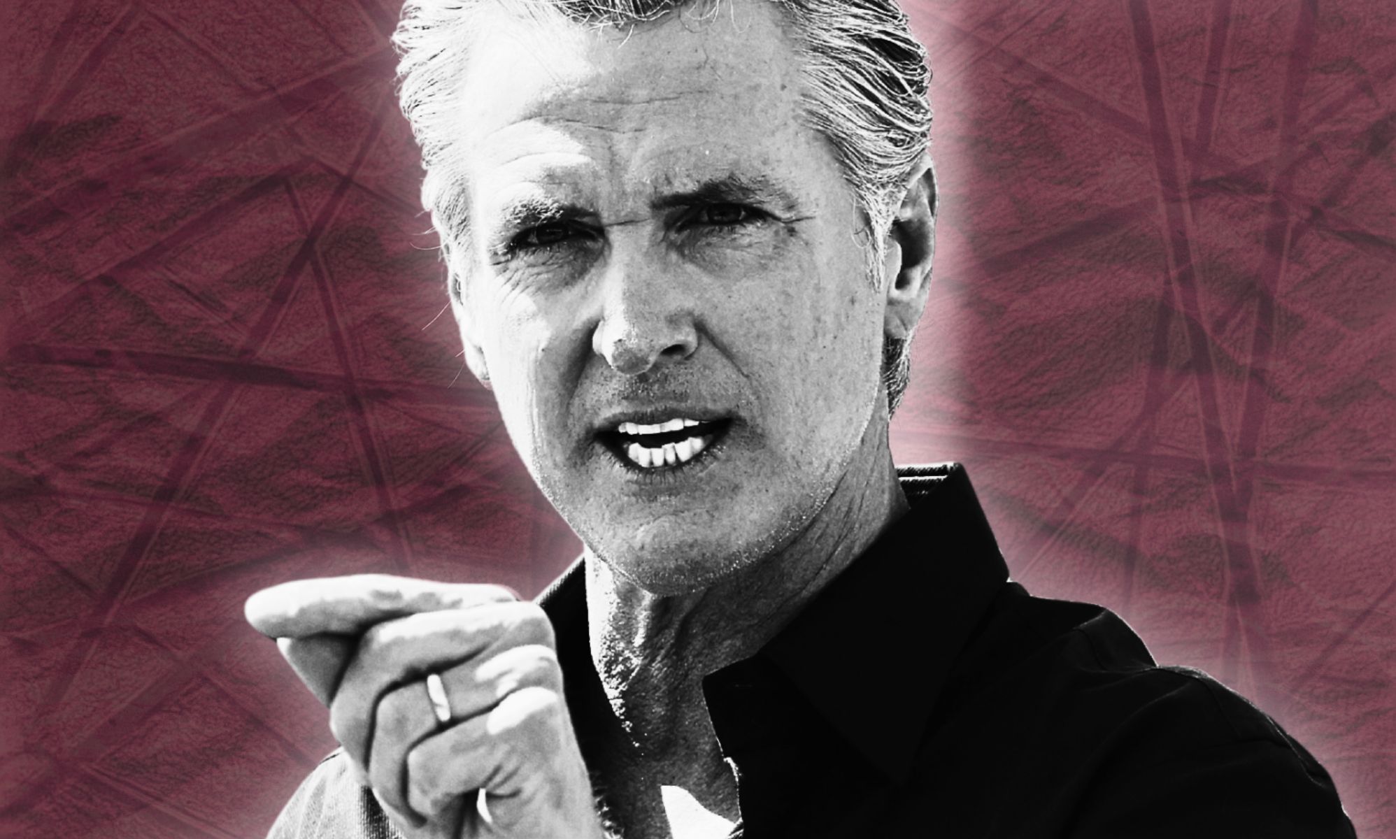 An edited photo of Gavin Newsom.