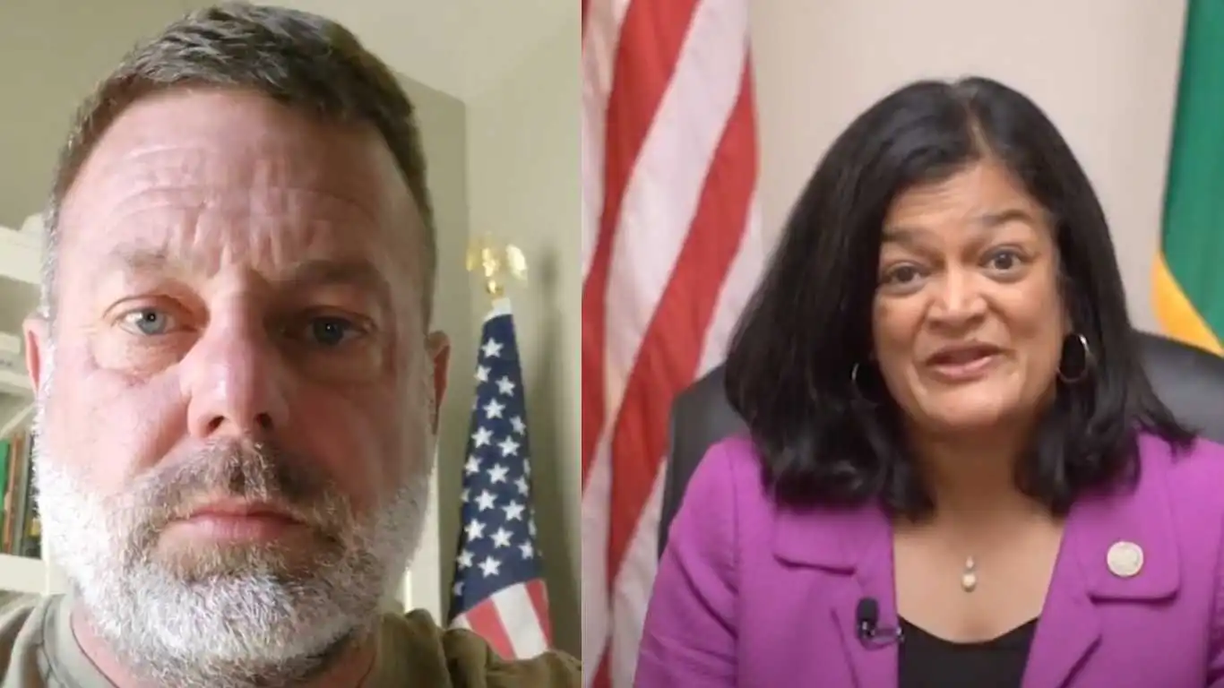 Republican lawmaker John Gillette and Democratic congresswoman Pramila Jayapal, pictured.