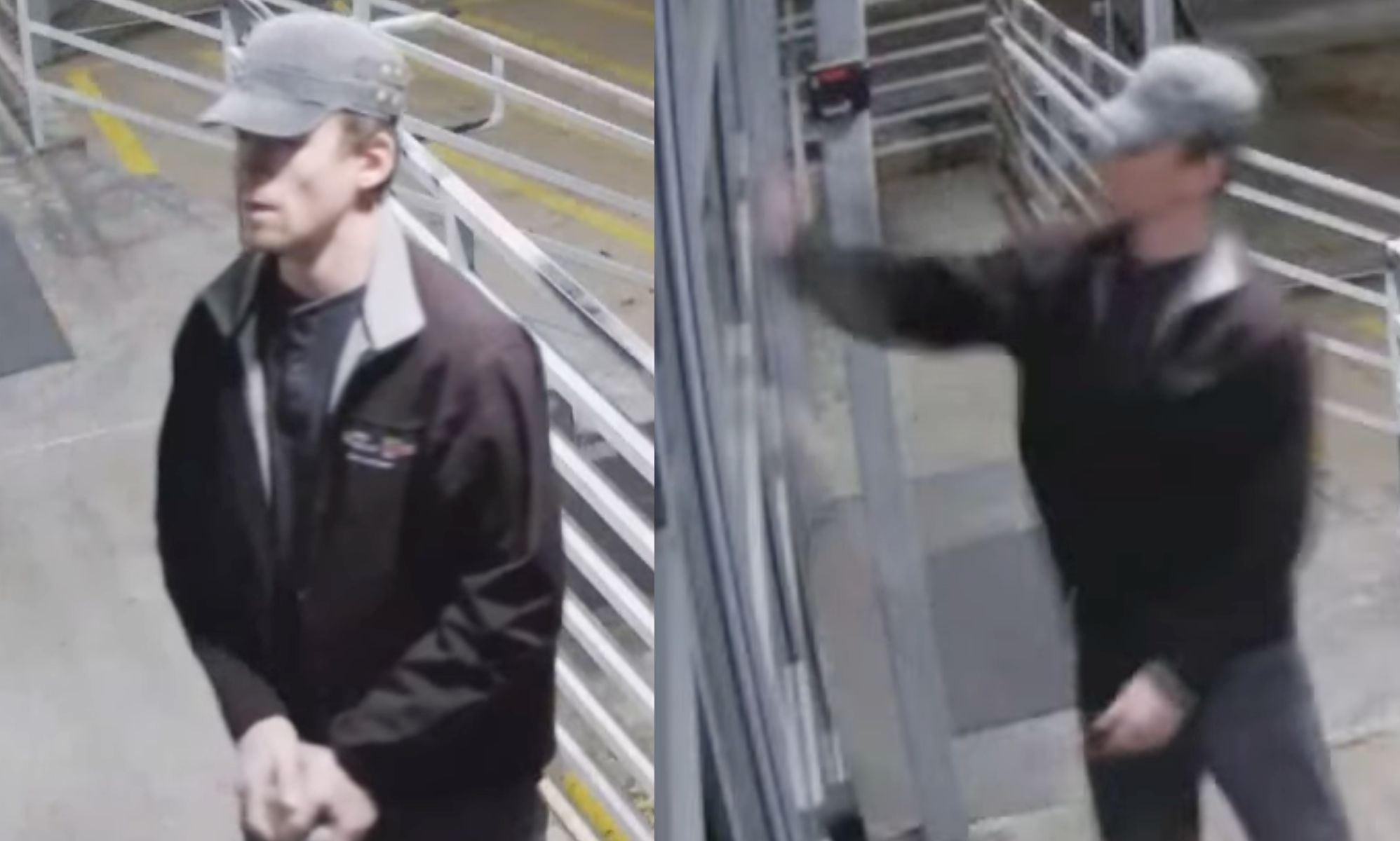 A split image of the suspect who vandalised an LGBTQ+ community centre in Denver Colorado.