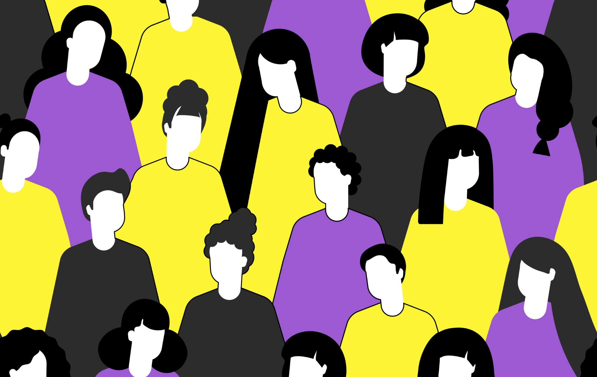 non-binary flag colours on cartoon people