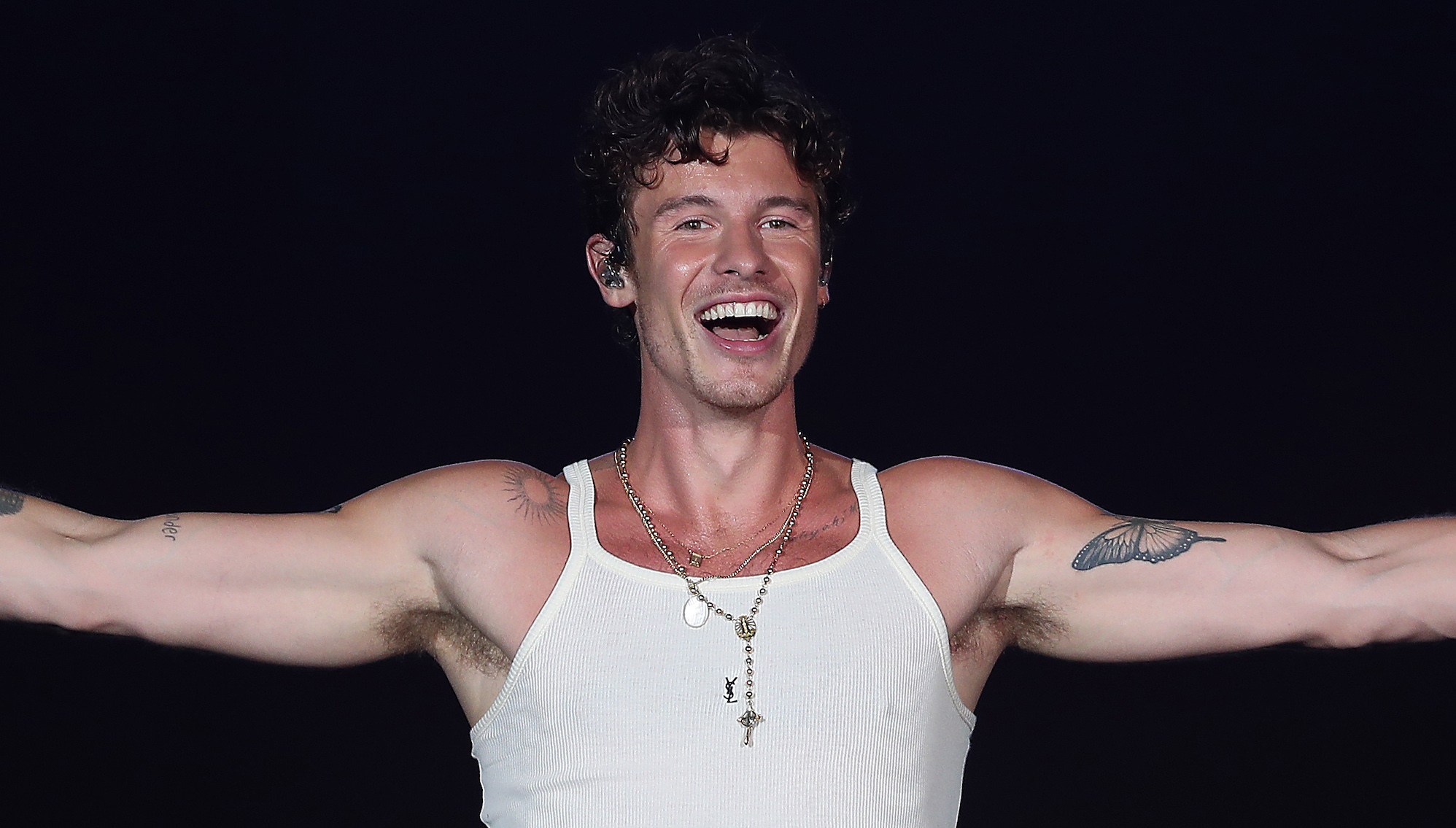 RIO DE JANEIRO, BRAZIL - SEPTEMBER 23: Shawn Mendes performs on Mundo Stage as part of the Rock In Rio Festival at Cidade do Rock on September 23, 2024 in Rio de Janeiro, Brazil. (Photo by Wagner Meier/Getty Images)