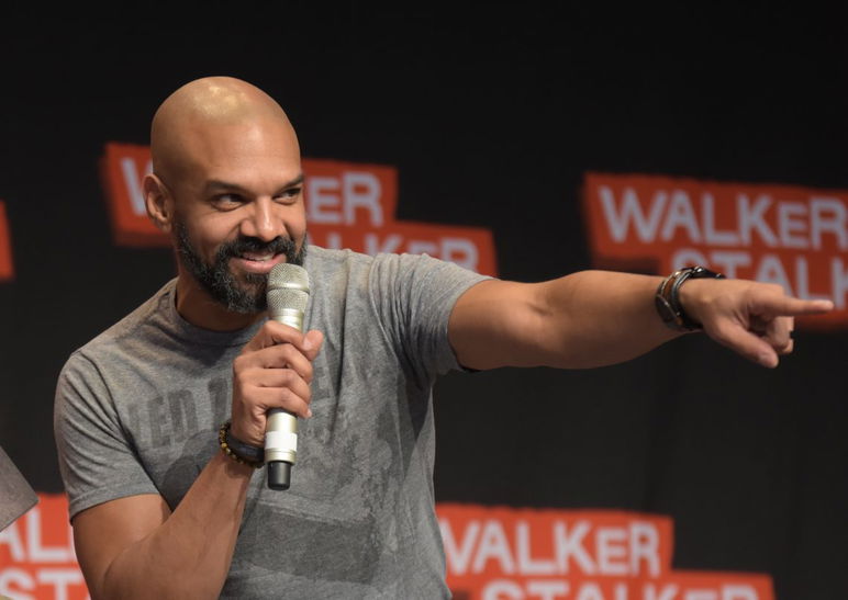 MANNHEIM, ALEMANIA - 17 DE MARZO DE 2018: Khary Payton (*1972, actor, Ezekiel en The Walking Dead) habla sobre sus experiencias en The Walking Dead 
