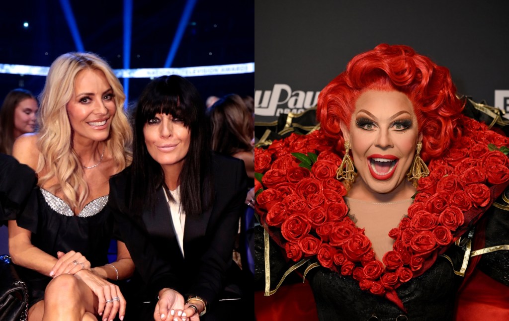 Tess Daly y Claudia Winkleman junto a una foto de La Voix. (Foto de John Phillips/Getty Images para la NTA)