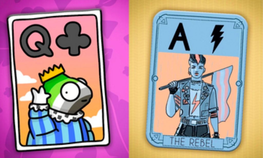 Two virtual playing cards.