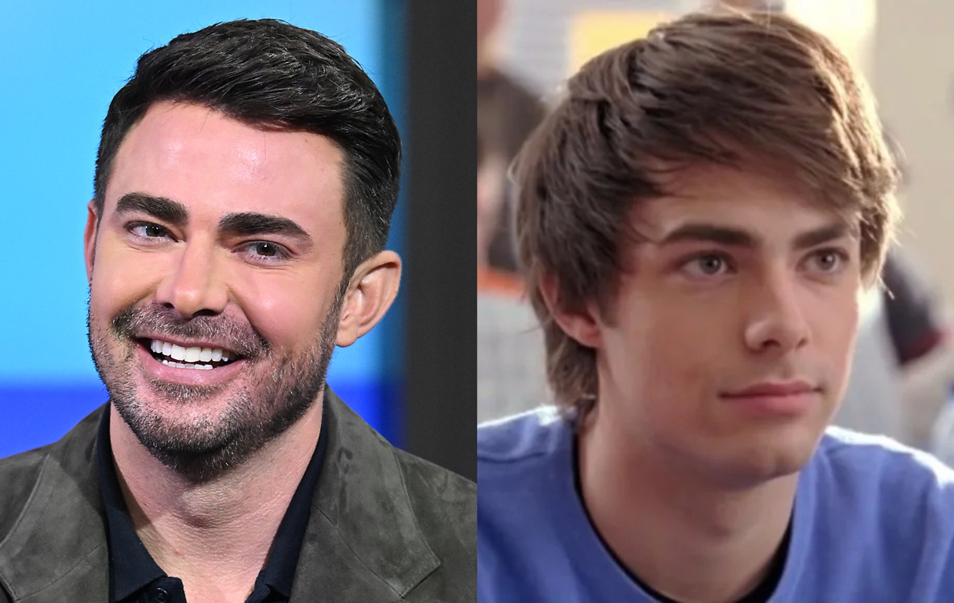 Jonathan Bennett present day and the actor as Aaron Samuels in 2004
