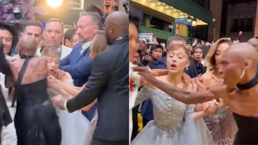 Cynthia Erivo defended Ariana Grande from a fan at the Wicked: For Good premiere.