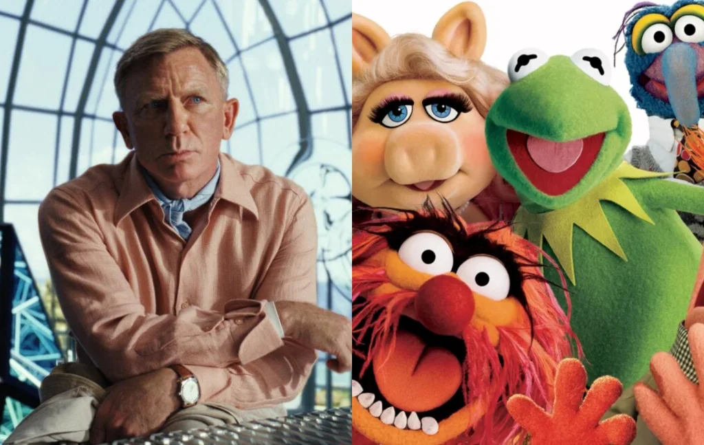 Daniel Craig in Knives Out and The Muppets puppets