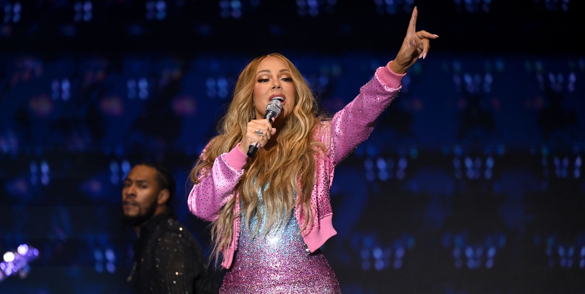 Mariah Carey wore a dress in the colours of the trans Pride flag at Brighton Pride.