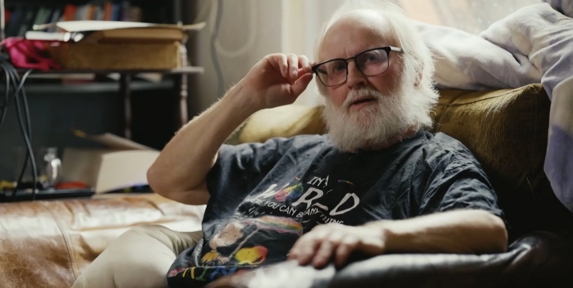 Jeremy Gavins in a sofa seat in new BBC documentary Shock Treatment.